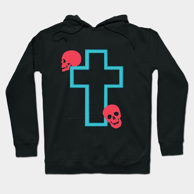 NEON GRAVEYARD CROSS HALLOWEEN Hoodie by Dwarf_Monkey